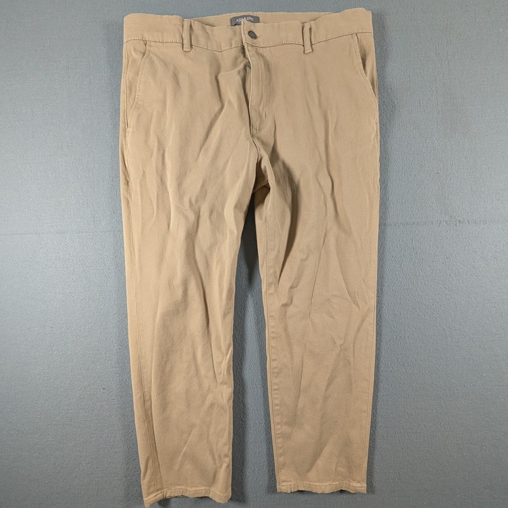 Ash & Erie Everyday Chino Pants Mens 36x25 Khaki Tan Stretch Casual‎